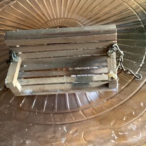 Vintage Wooden Doll Swing Bench Brown with Metal Chain